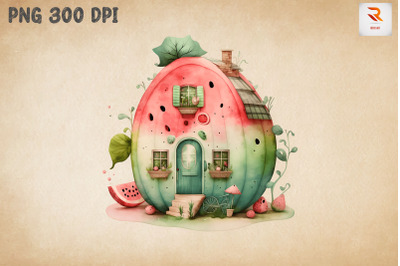 Cute Watermelon House Watercolor 13