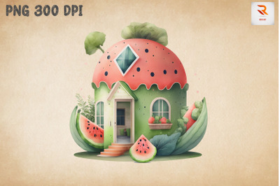 Cute Watermelon House Watercolor 18