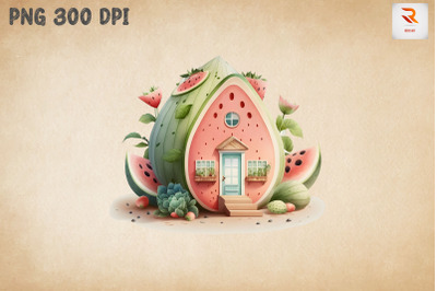 Cute Watermelon House Watercolor 19