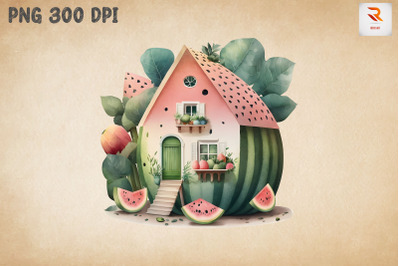 Cute Watermelon House Watercolor 20