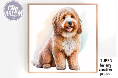 Labradoodle Dog Painting Digital Art JPEG Image Wall Decor Image
