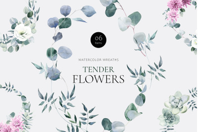 Tender Flowers Watercolor Wreaths