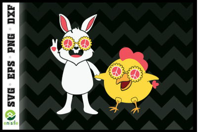 Hippie Easter Bunny and Chick