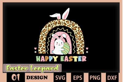 Happy Easter Leopard Rainbow Easter