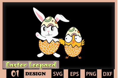 Cute Easter Bunny and Chick Leopard
