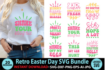 Retro Easter day SVG Bundle, 20 designs Bundle