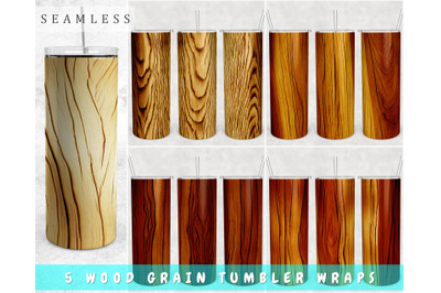 Wood Grain Tumbler Wraps Bundle, 20 Oz Skinny Tumbler Wood Sublimation