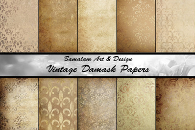 Vintage Damask Scrapbook Papers