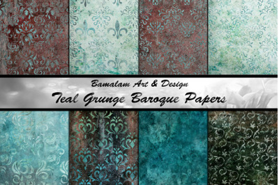 Teal Grunge Baroque Backgrounds