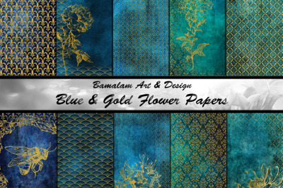 Blue &amp; Gold Floral Backgrounds