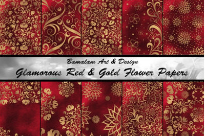 Red &amp; Gold Floral Backgrounds