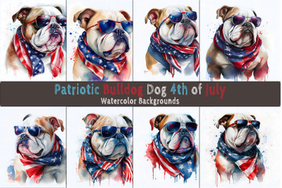 Patriotic Bulldog Watercolor
