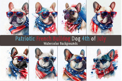Patriotic French Bulldog Watercolor