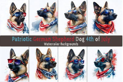 Patriotic German Shepherd Watercolor
