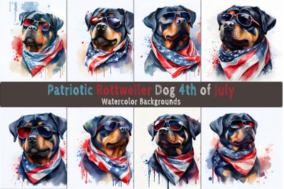 Patriotic Rottweiler Watercolor