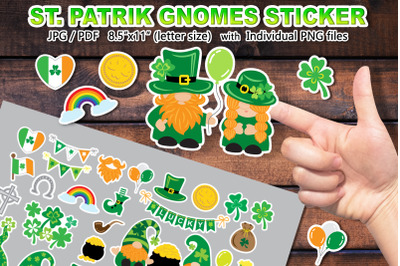 Saint Patrik&#039;s Gnomes Sticker Clip Art Set