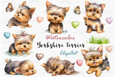 Yorkshire Terrier, Watercolor Clipart, Dog Illustration