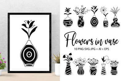 Flowers in vase illustration clipart - 10 SVG files