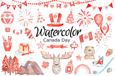 Canada Day watercolor clipart