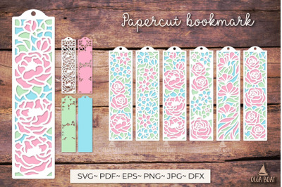 Flower bookmarks layered template svg