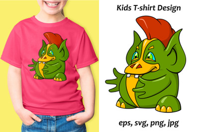 Little Monster Sublimation. Kids T-Shirt Design.