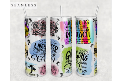 Beach Quotes Tumbler Wrap, 20 Oz Skinny Tumbler Beach Sayings PNG