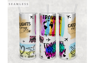 Travel Quotes Tumbler Wrap, 20 Oz Skinny Tumbler Travel Sayings PNG