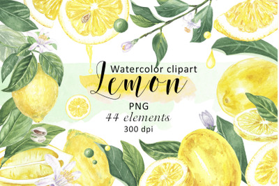 Watercolor Clipart Lemon Filler Circles