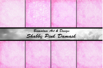 Shabby Pink &amp; White Damask