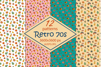 Retro 70s - digital paper/seamless patterns