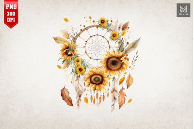 Sunflower Dreamcatcher Watercolor 3