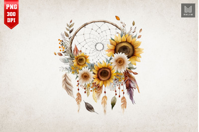 Sunflower Dreamcatcher Watercolor 8