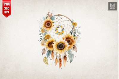 Sunflower Dreamcatcher Watercolor 10
