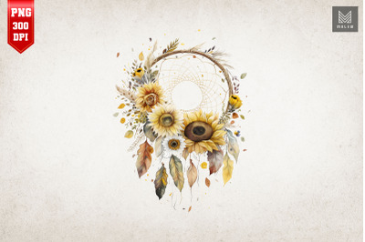 Sunflower Dreamcatcher Watercolor 12