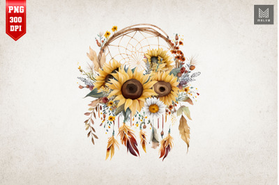 Sunflower Dreamcatcher Watercolor 13