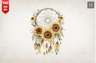 Sunflower Dreamcatcher Watercolor 16