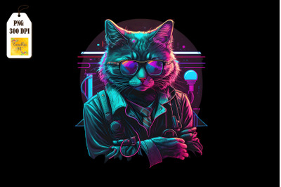 Synthwave Retro Gangster Cat 3