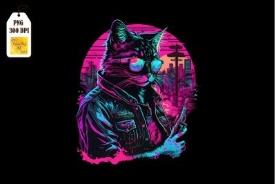 Synthwave Retro Gangster Cat 4