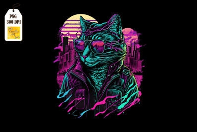 Synthwave Retro Gangster Cat 5