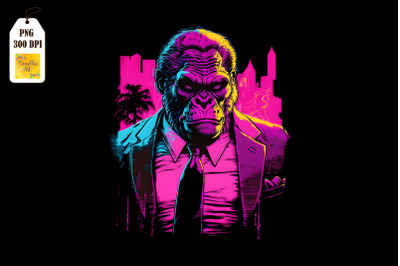 Synthwave Retro Gangster Gorilla 3