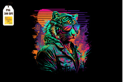 Synthwave Retro Gangster Tiger