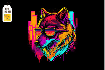 Synthwave Retro Gangster Wolf 2