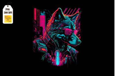 Synthwave Retro Gangster Wolf 3