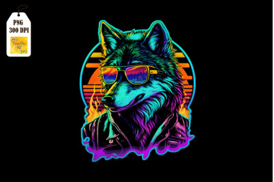 Synthwave Retro Gangster Wolf 4