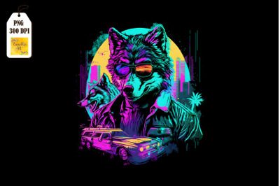 Synthwave Retro Gangster Wolf 5