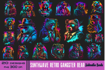 Synthwave Retro Gangster Bear Bundle