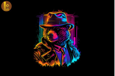 Synthwave Retro Gangster Bear 4