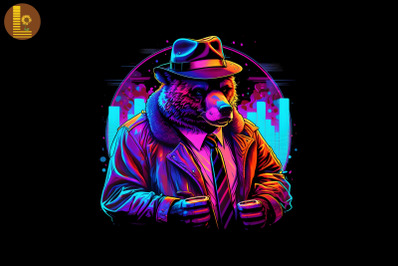 Synthwave Retro Gangster Bear 7