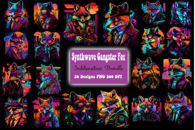 Synthwave Retro Gangster Fox Bundle