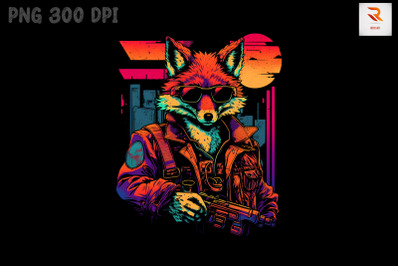 Synthwave Retro Gangster Fox